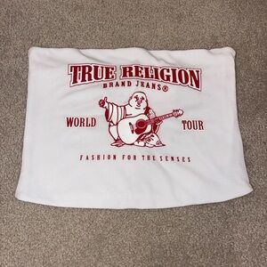 True Religion Red and White Cropped Tube Top Womens Size Medium NWOT